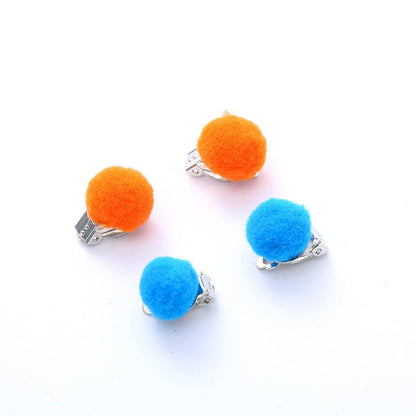 Pair Candy Color Korean Cute Wool Ball Ear Clip - Daebak