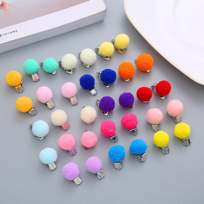 Pair Candy Color Korean Cute Wool Ball Ear Clip - Daebak