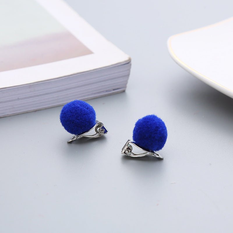 Pair Candy Color Korean Cute Wool Ball Ear Clip - Daebak
