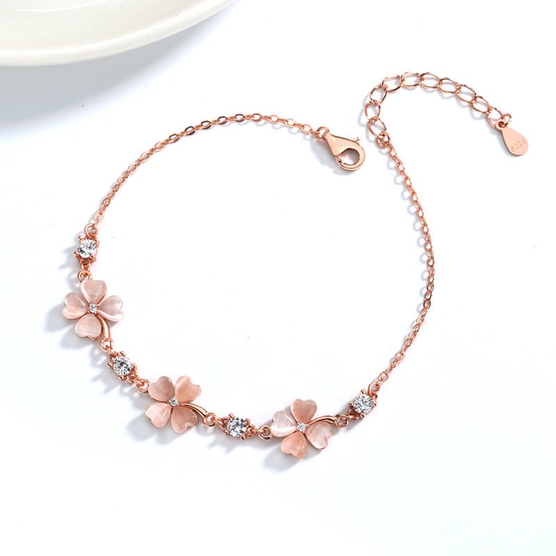 Pink White Crystal Sweet Design Personality Bracelets - Daebak