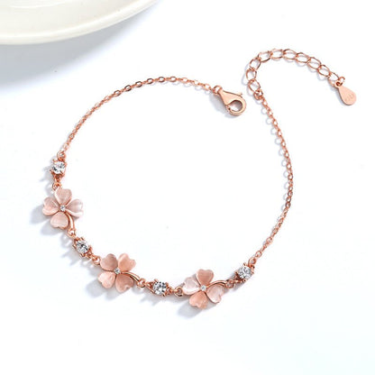 Pink White Crystal Sweet Design Personality Bracelets - Daebak