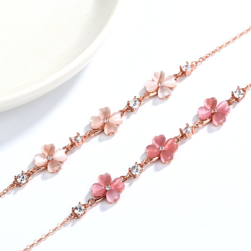 Pink White Crystal Sweet Design Personality Bracelets - Daebak