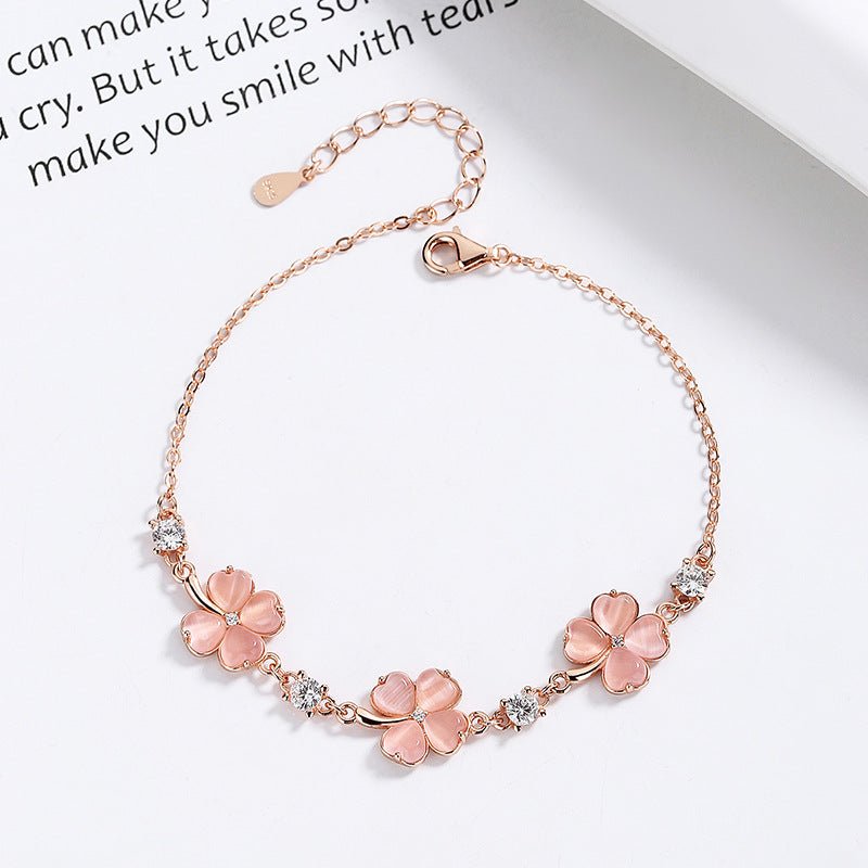 Pink White Crystal Sweet Design Personality Bracelets - Daebak
