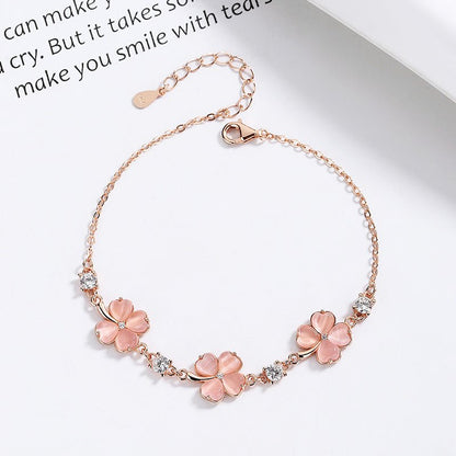 Pink White Crystal Sweet Design Personality Bracelets - Daebak