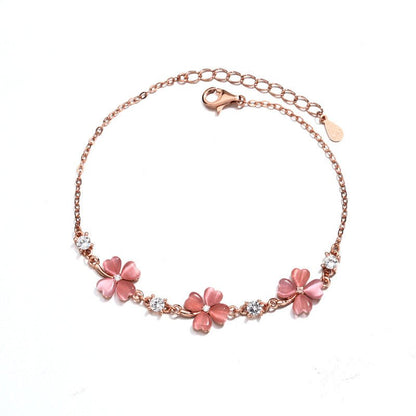 Pink White Crystal Sweet Design Personality Bracelets - Daebak