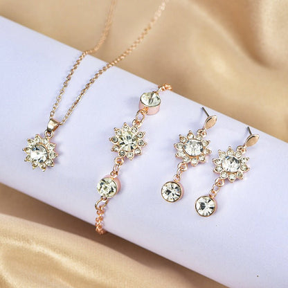 Popular Sunflower Three-piece Ear Korean Style Jewelry Set - Daebak