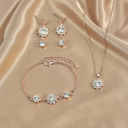 Popular Sunflower Three-piece Ear Korean Style Jewelry Set - Daebak
