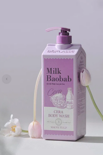 BIOKLASSE Gel Douche Corps Cera Lait de Baobab 1200ml #Tulipe Mauve
