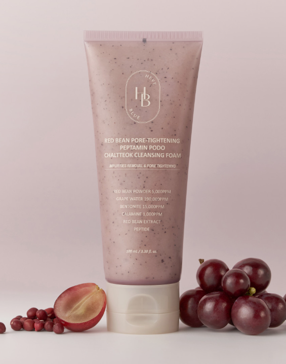 Espuma limpiadora Peptamin Podo Chaltteok reafirmante de poros con frijol rojo de HEVEBLUE 100ml