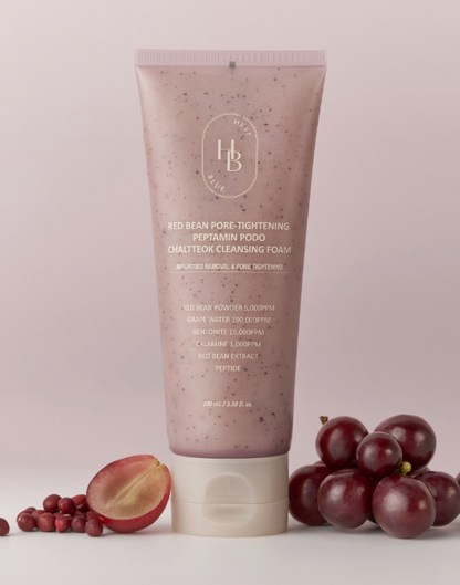 Espuma limpiadora Peptamin Podo Chaltteok reafirmante de poros con frijol rojo de HEVEBLUE 100ml