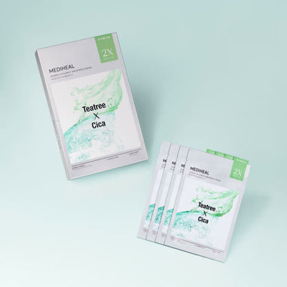 MEDIHEAL Masque Enveloppant Derma Synergy Soin Apaisant (Arbre à Thé X Cica) 25ml X 14p