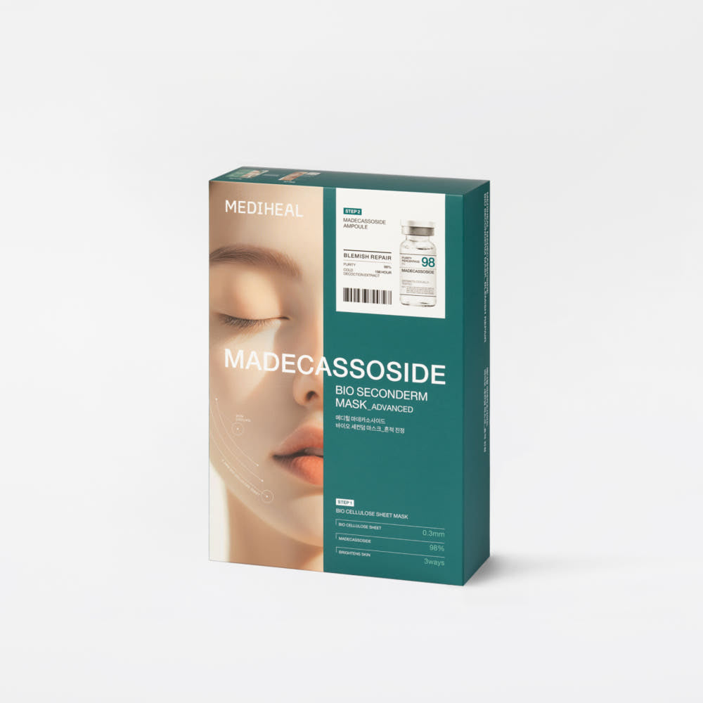 MEDIHEAL Masque Bio Seconderm Apaisant Imperfections au Madécassoside (Ampoule 4ml + Masque 23ml) X 10pces