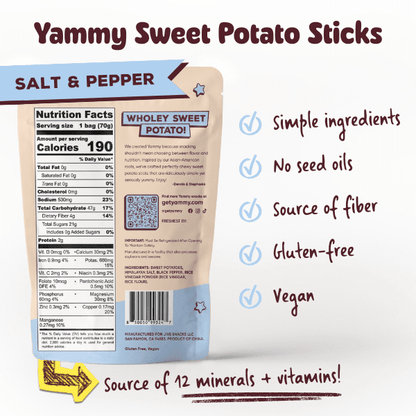 Salt & Pepper Chewy Dried Sweet Potato – Salty Asian Snack (Pack of 18) - Daebak