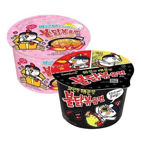 Samyang Chicken Stir-Fried Cup Noodles + Carbonara Fried Cup Noodles - Daebak