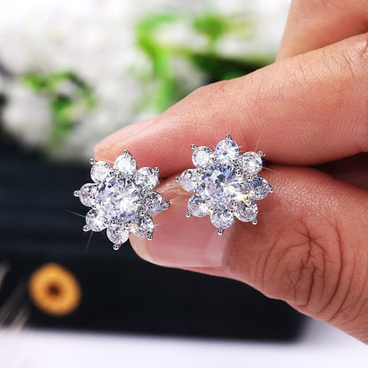 Shi Korean Style Fashion Elegant Snowflake Zircon Versatile Jewelry Set - Daebak