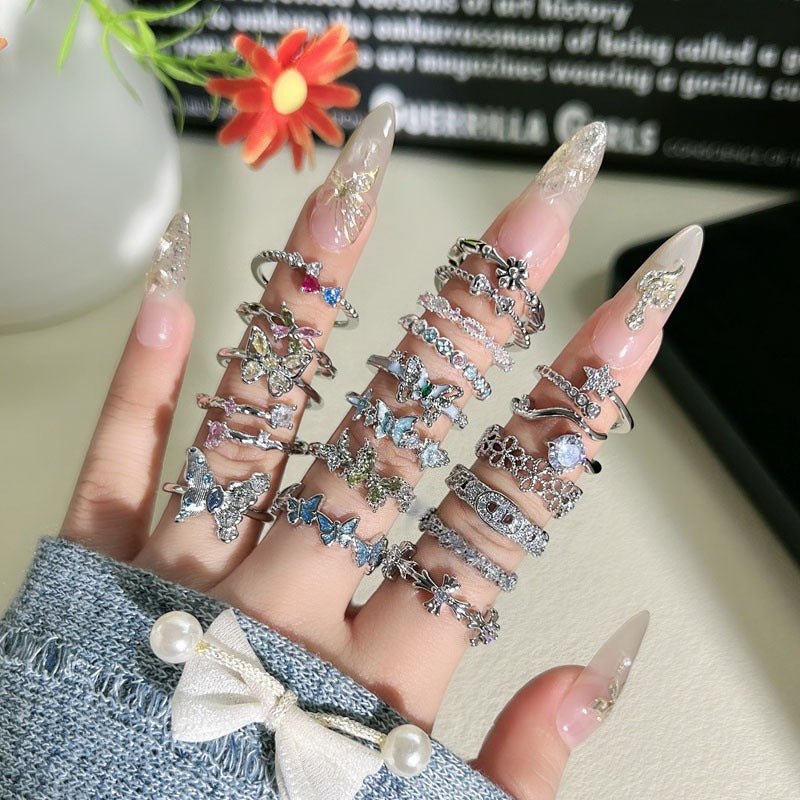 Shiny Diamond Female Cold Wind Simple Korean Style Niche Rings - Daebak
