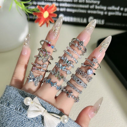 Shiny Diamond Female Cold Wind Simple Korean Style Niche Rings - Daebak