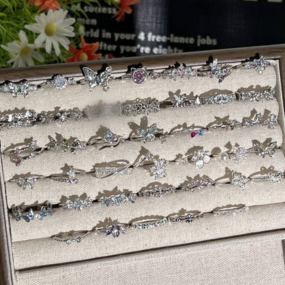 Shiny Diamond Female Cold Wind Simple Korean Style Niche Rings - Daebak