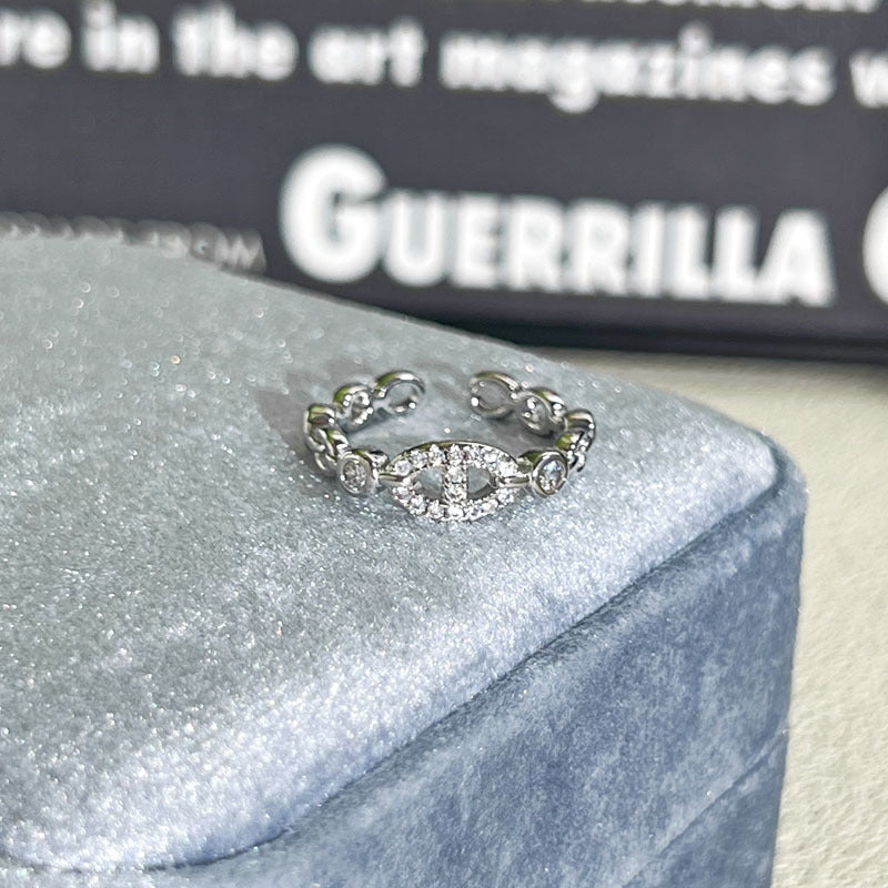 Shiny Diamond Female Cold Wind Simple Korean Style Niche Rings - Daebak