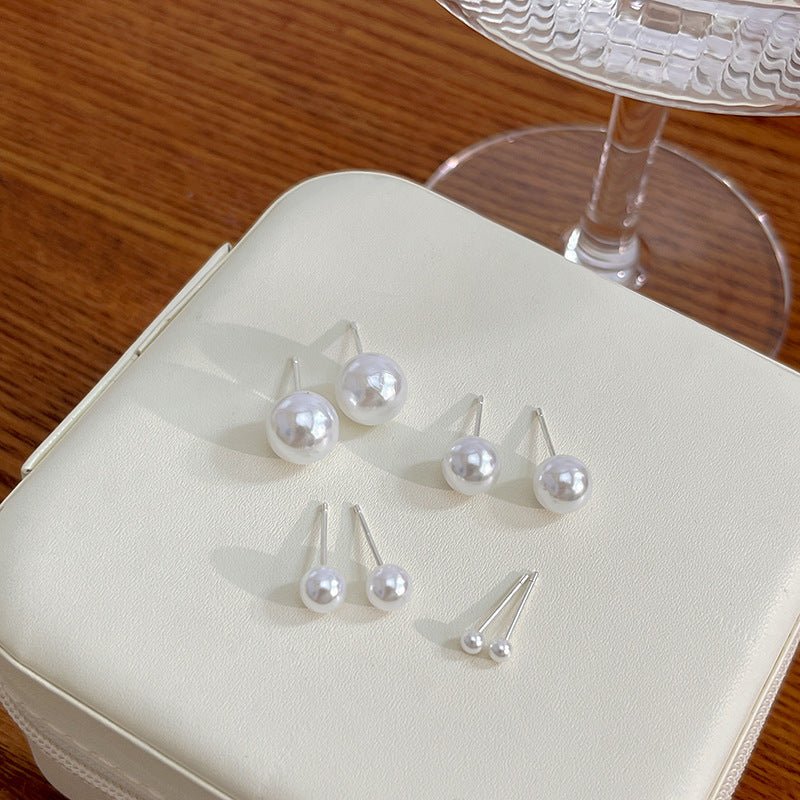 Sier Needle Korean Style Elegant Simple Pearl Fashion Stud Earrings - Daebak