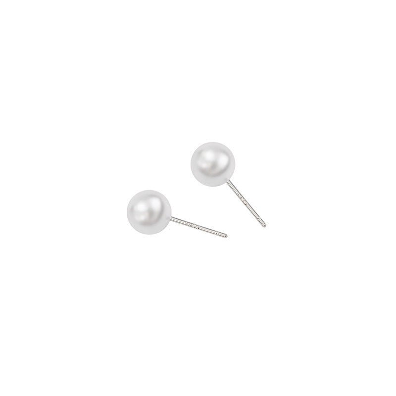 Sier Needle Korean Style Elegant Simple Pearl Fashion Stud Earrings - Daebak