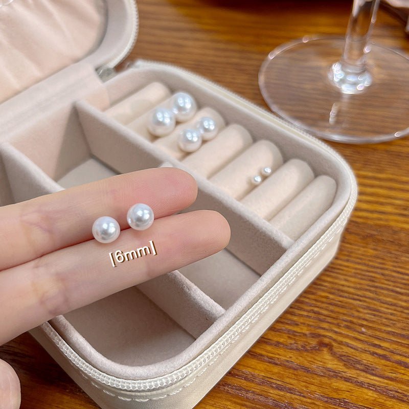 Sier Needle Korean Style Elegant Simple Pearl Fashion Stud Earrings - Daebak