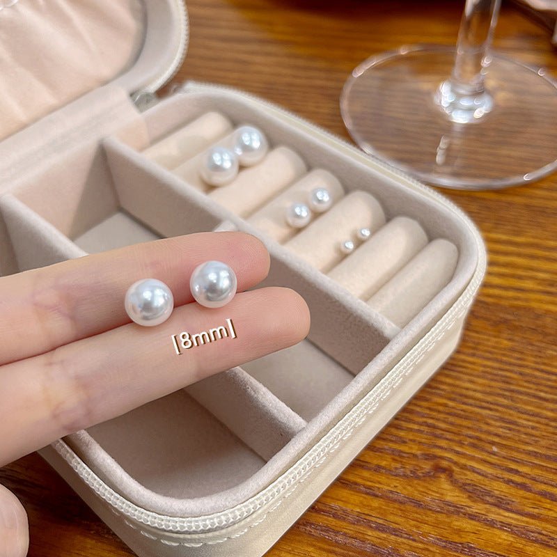 Sier Needle Korean Style Elegant Simple Pearl Fashion Stud Earrings - Daebak
