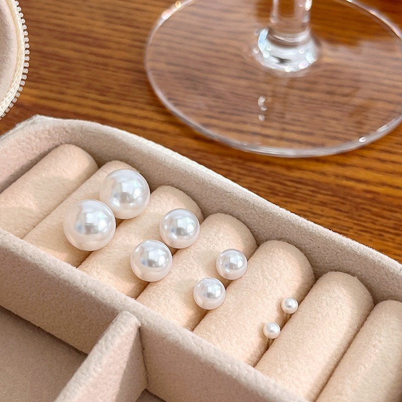 Sier Needle Korean Style Elegant Simple Pearl Fashion Stud Earrings - Daebak