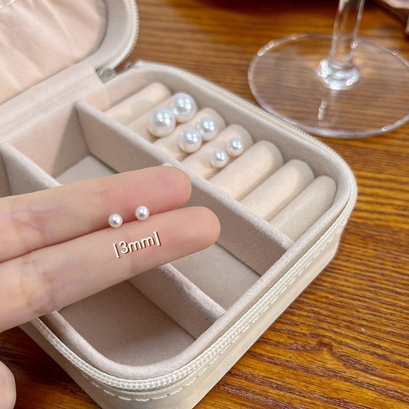 Sier Needle Korean Style Elegant Simple Pearl Fashion Stud Earrings - Daebak
