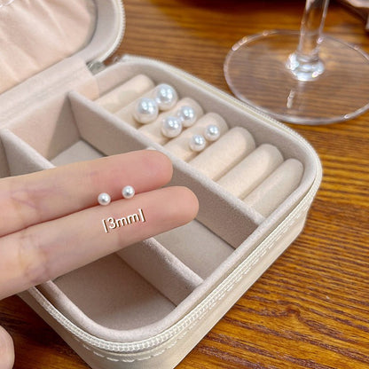 Sier Needle Korean Style Elegant Simple Pearl Fashion Stud Earrings - Daebak