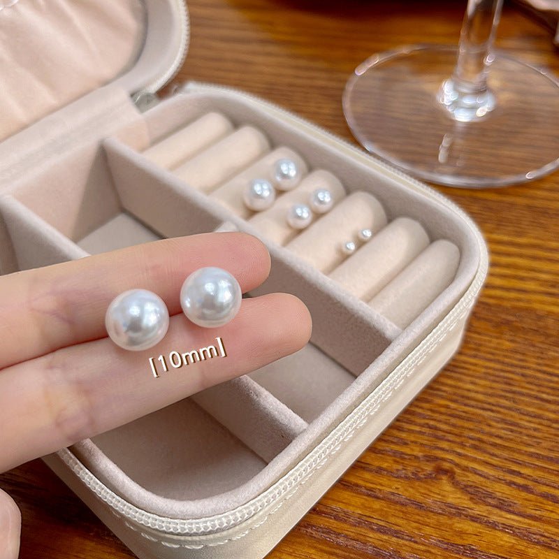 Sier Needle Korean Style Elegant Simple Pearl Fashion Stud Earrings - Daebak