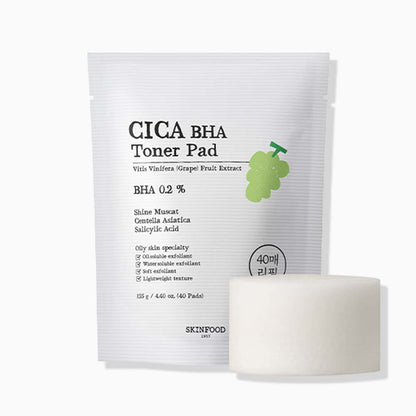 وسادات تونر SKINFOOD Shine Muscat Cica BHA سعة 125g/40 قطعة (Refill)