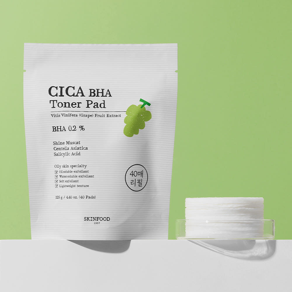 وسادات تونر SKINFOOD Shine Muscat Cica BHA سعة 125g/40 قطعة (Refill)