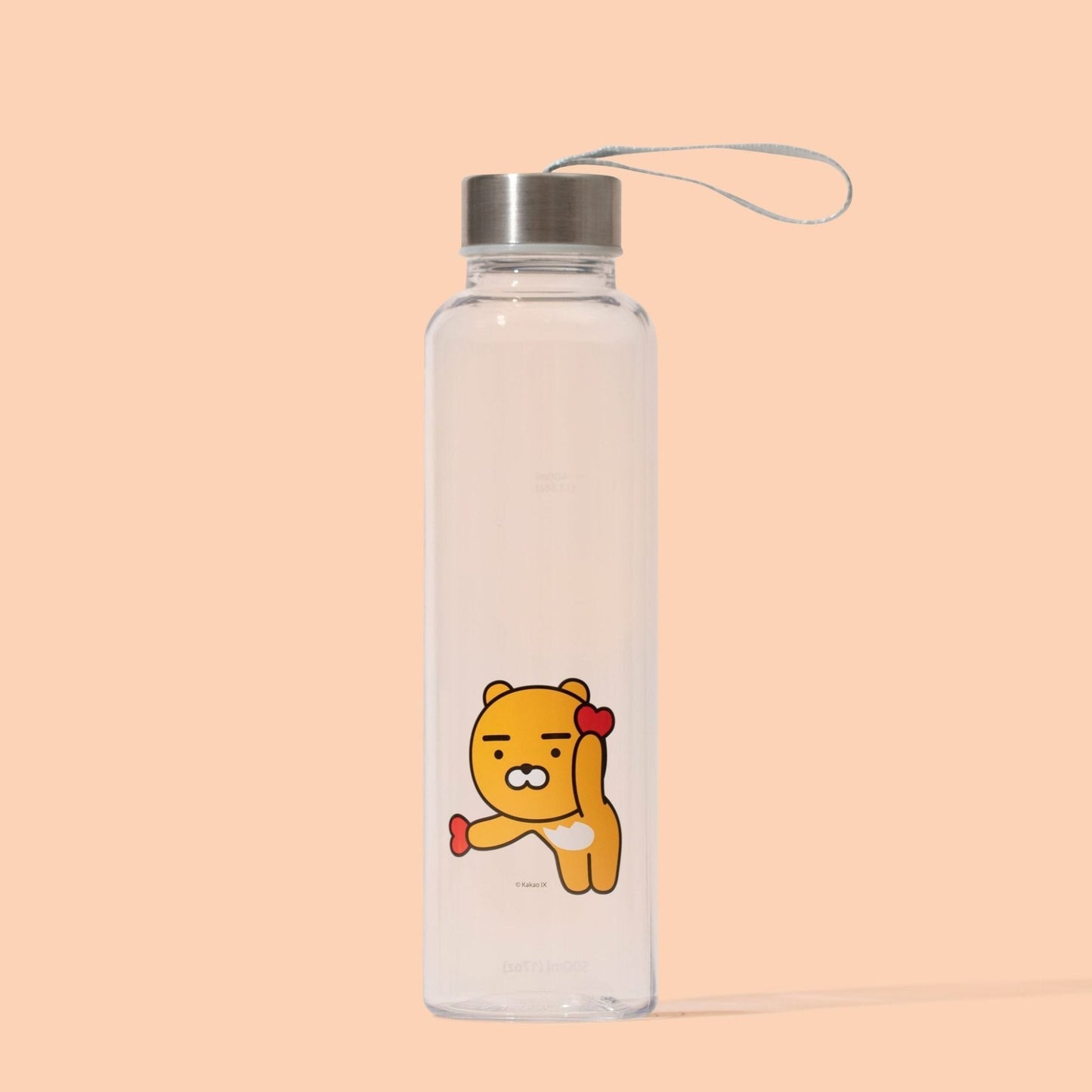 Slim Water Bottle KakaoFriends Licensed Design - 16.9oz (500 ml) Twist Off Stainless Cap with Strap (RYAN) - Daebak