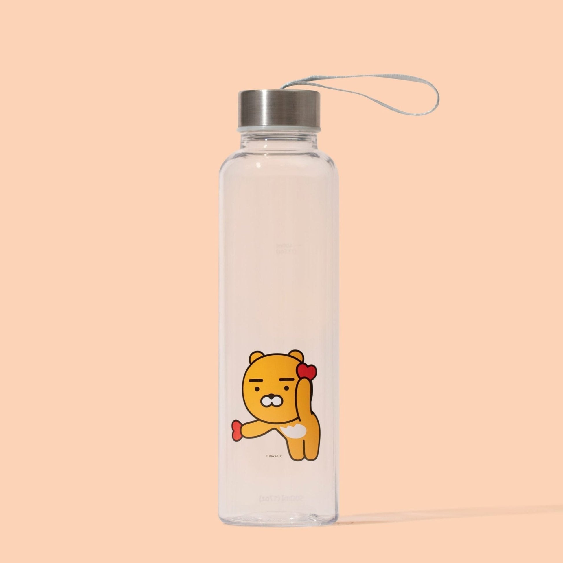 Slim Water Bottle KakaoFriends Licensed Design - 16.9oz (500 ml) Twist Off Stainless Cap with Strap (RYAN) - Daebak