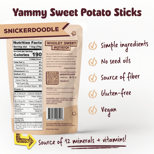 Snickerdoodle Chewy Dried Sweet Potato – Sweet Asian Snack (Pack of 5) - Daebak