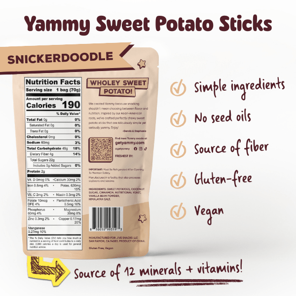 Snickerdoodle Chewy Dried Sweet Potato – Sweet Asian Snack (Pack of 5)