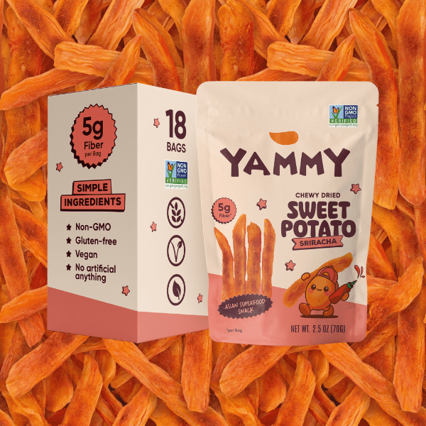 Sriracha Chewy Dried Sweet Potato – Spicy Asian Snack (Pack of 18) - Daebak