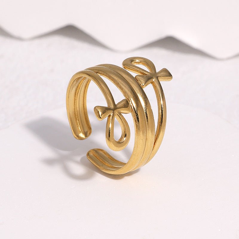 Steel Open Fashion Korean Style Bow Ring - Daebak