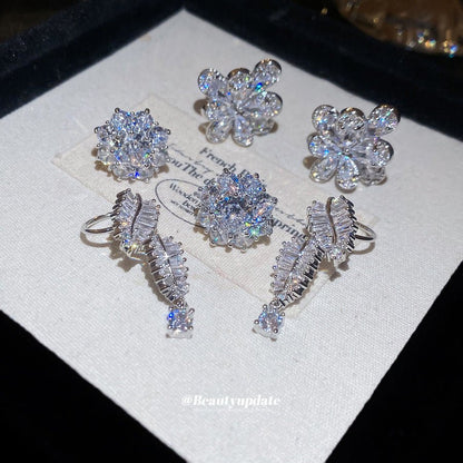 Style Super Flash Zircon Flower Korean Niche Bone Light Luxury Ear Clip - Daebak