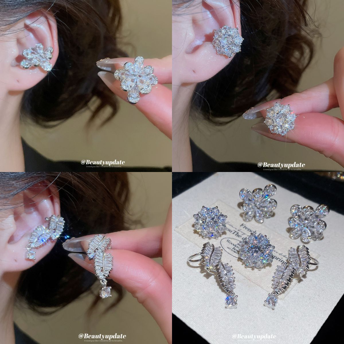 Style Super Flash Zircon Flower Korean Niche Bone Light Luxury Ear Clip - Daebak