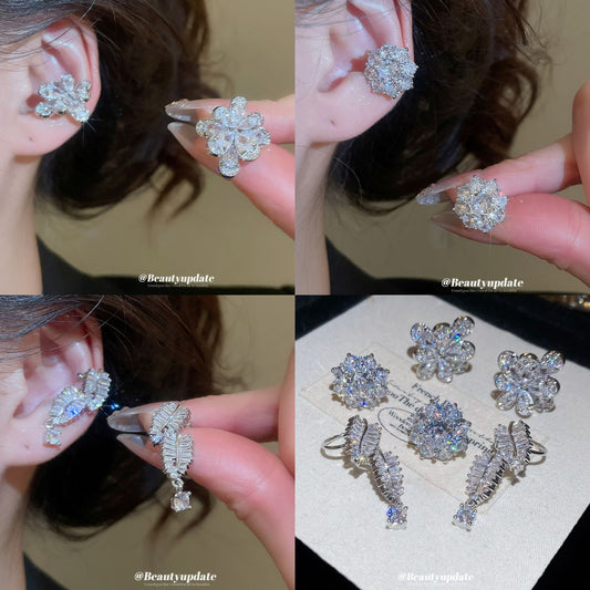 Style Super Flash Zircon Flower Korean Niche Bone Light Luxury Ear Clip - Daebak