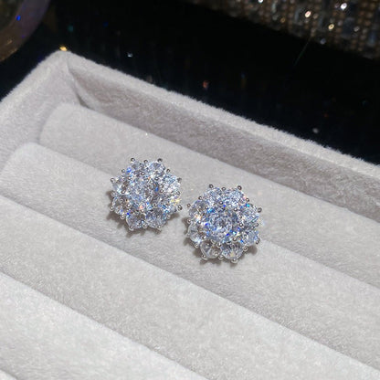 Style Super Flash Zircon Flower Korean Niche Bone Light Luxury Ear Clip - Daebak