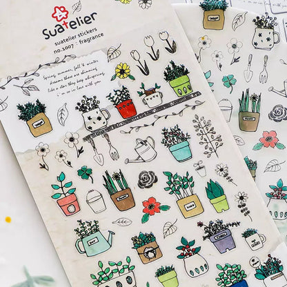 Suatelier Potted Plant PVC Stickers | Korean Import DIY Scrapbooking Set - Daebak