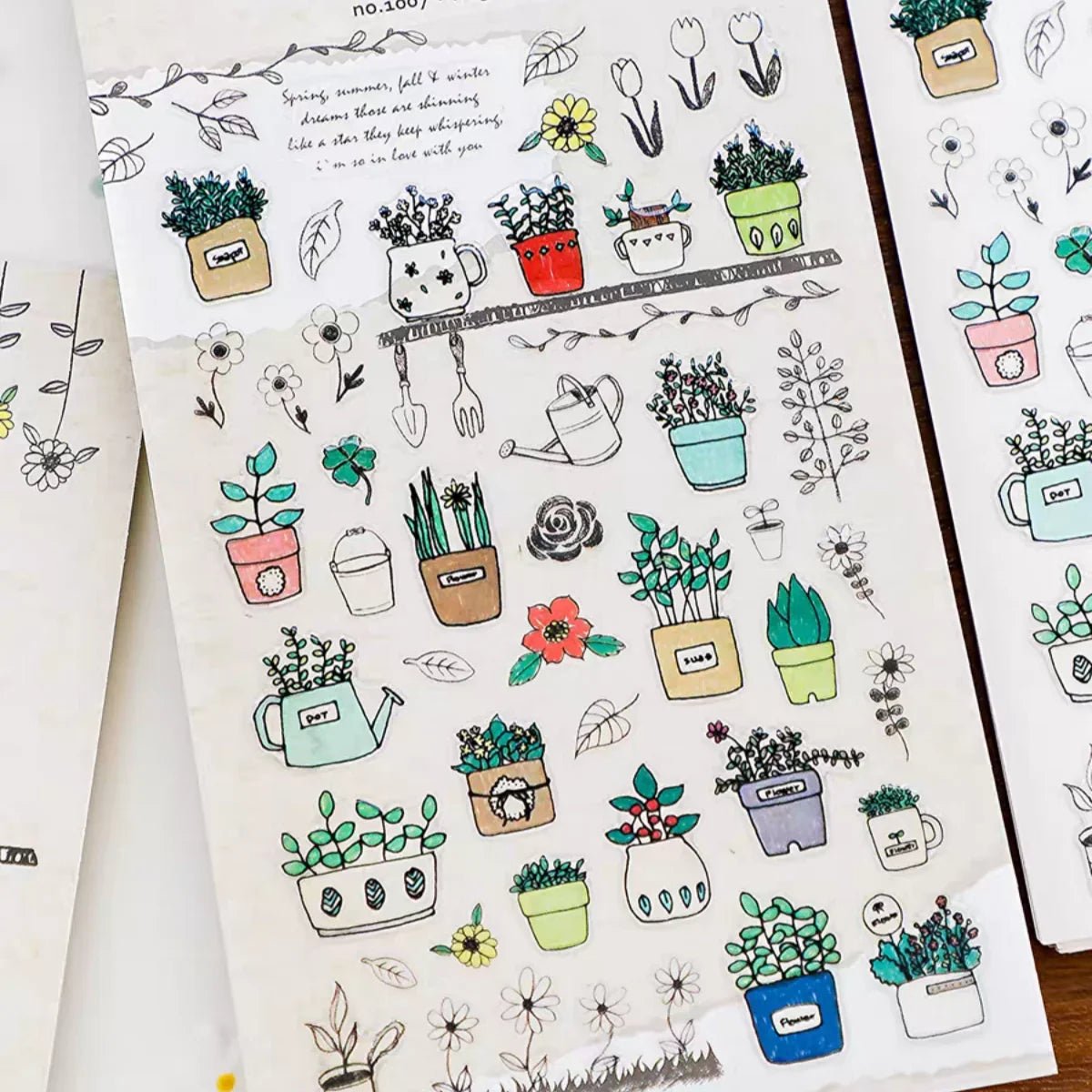 Suatelier Potted Plant PVC Stickers | Korean Import DIY Scrapbooking Set - Daebak