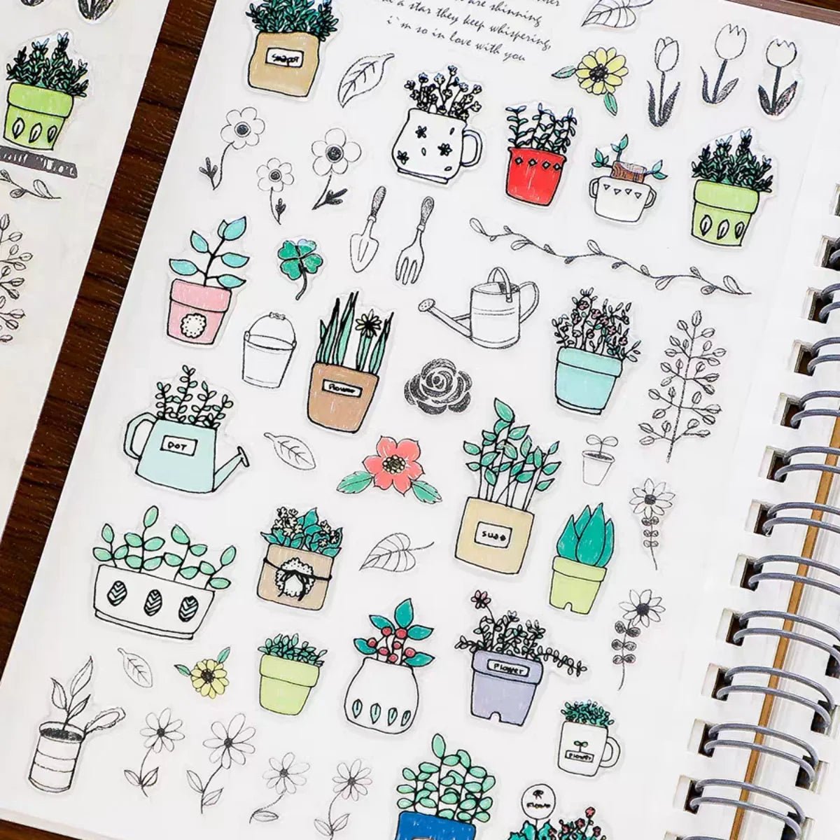 Suatelier Potted Plant PVC Stickers | Korean Import DIY Scrapbooking Set - Daebak
