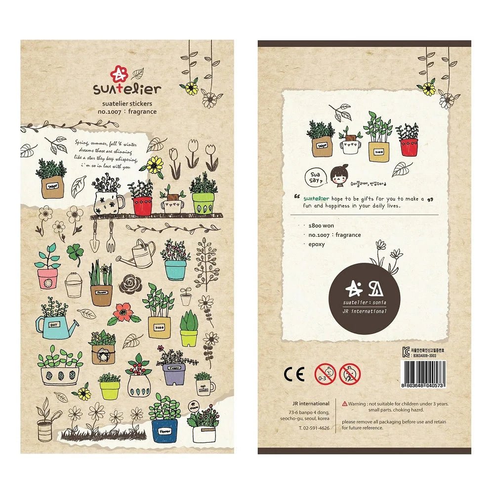 Suatelier Potted Plant PVC Stickers | Korean Import DIY Scrapbooking Set - Daebak
