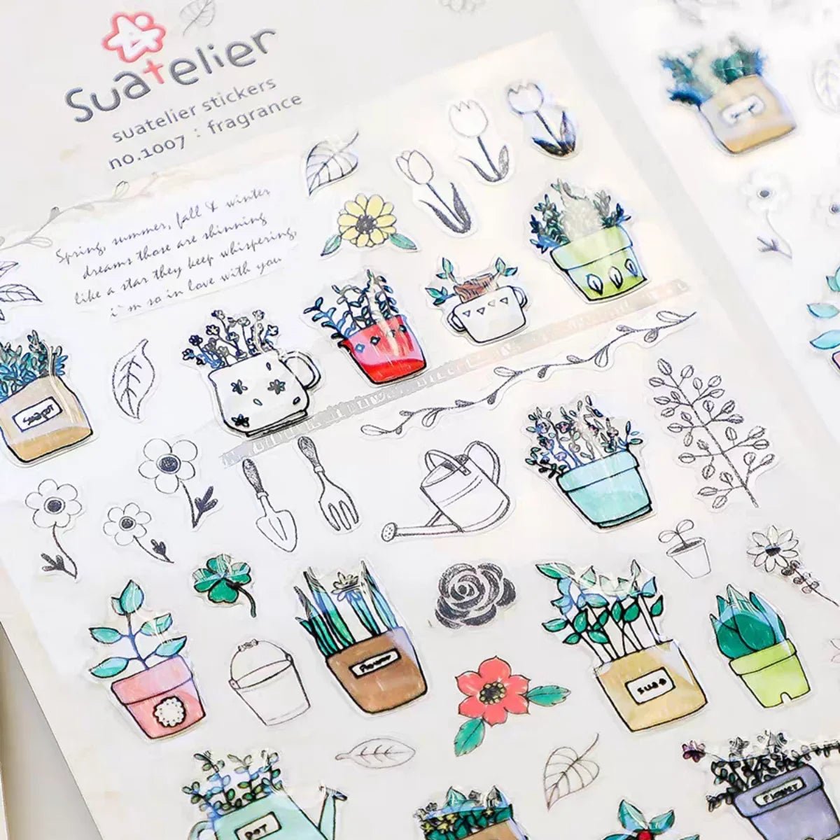 Suatelier Potted Plant PVC Stickers | Korean Import DIY Scrapbooking Set - Daebak