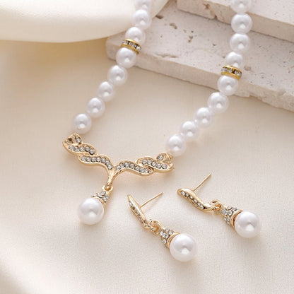 Suit Korean Style Personalized Angel Wings Pearl Necklaces - Daebak