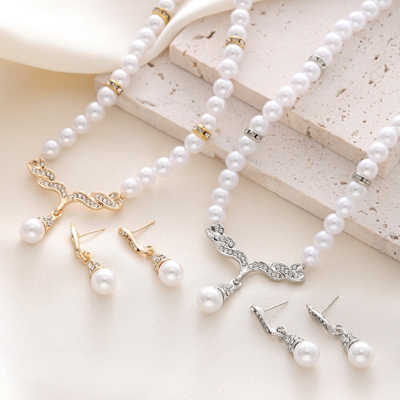 Suit Korean Style Personalized Angel Wings Pearl Necklaces - Daebak